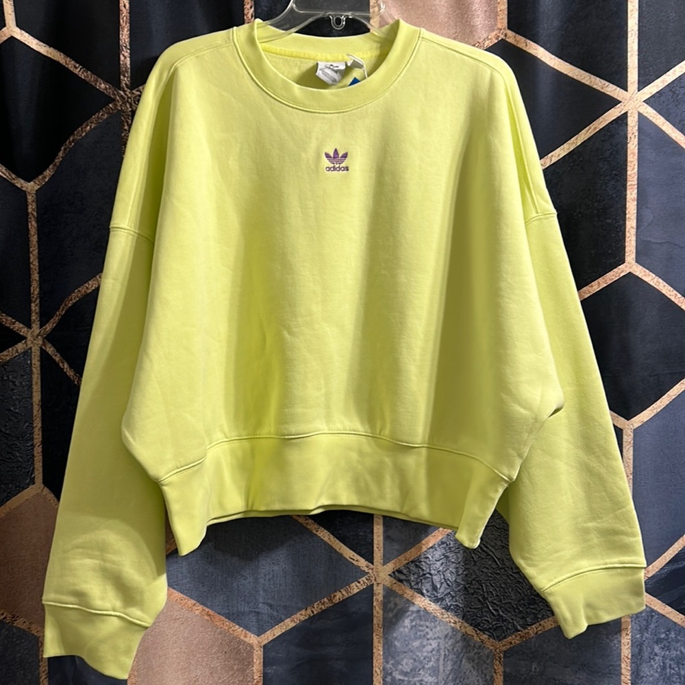 Neon yellow, adidas sweatshirt. New with tags. Oversized. Size medium.